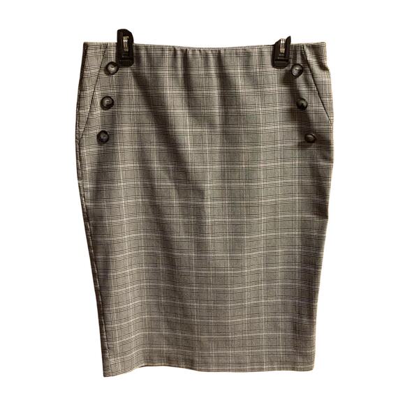 Jules and Leopold Skirt Womens Large Black & White Checkered w/ Buttons - Picture 1 of 7
